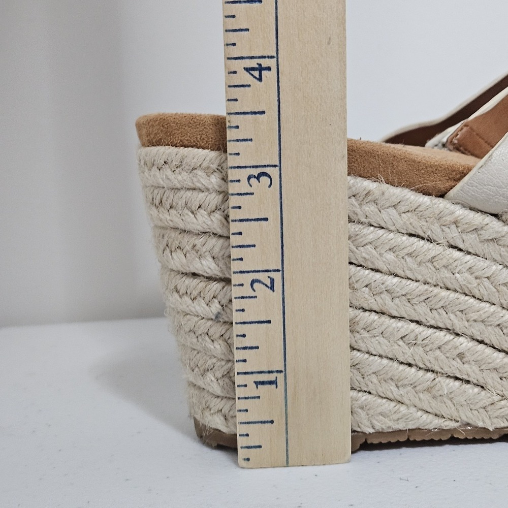 Zodiac Wedge Sandals Women 10 White Poppy Espadrille Slide Leather Platform Boho - Picture 4 of 11